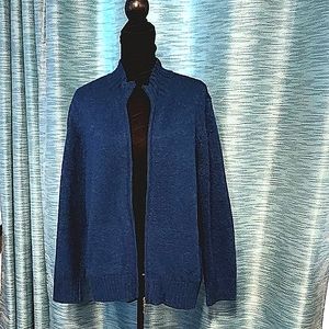 NWOT Karen Scott PXL Turbo knit zip front cardigan ocean blue